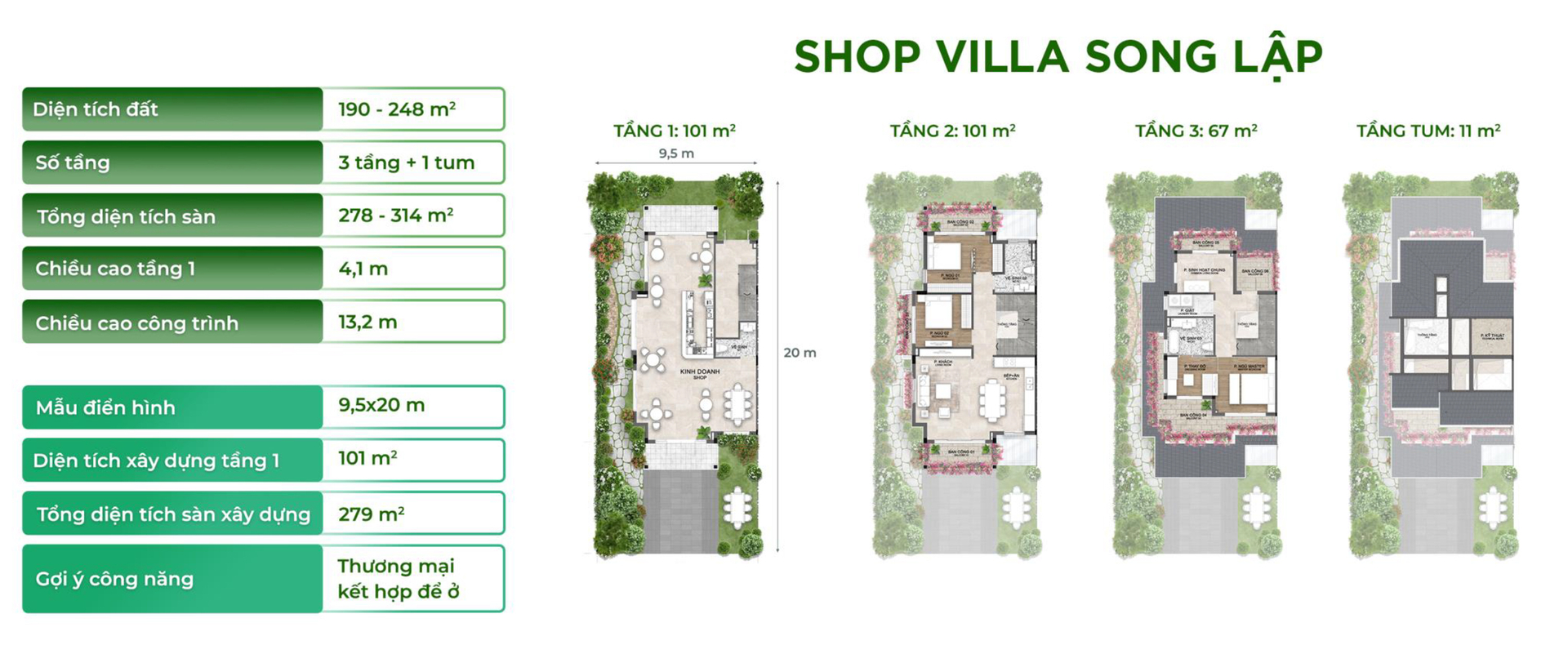 thiết kế shop villa song lập mẫu 1